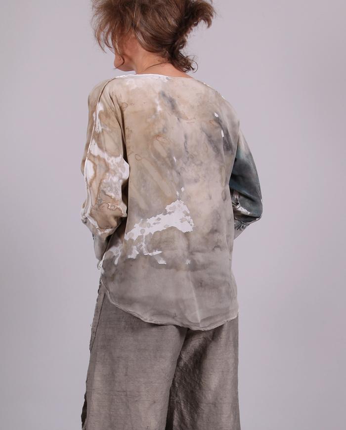 'pebbles and sand' reversible asymmetrical silk top