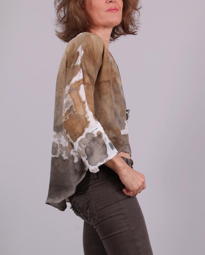 'pebbles and sand' reversible asymmetrical silk top