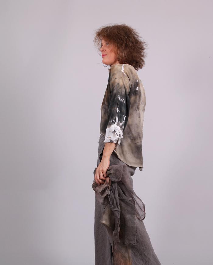 'pebbles and sand' reversible asymmetrical silk top