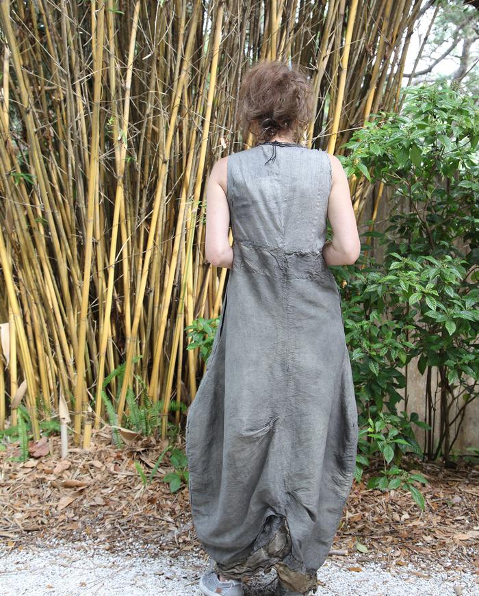 'modern cocoon' distressed silk dress