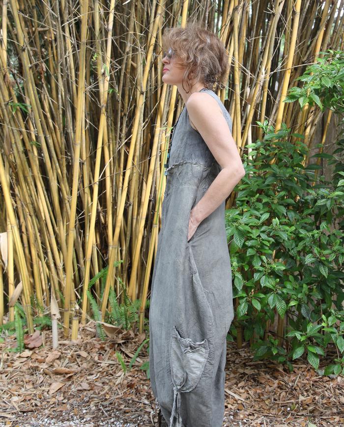 'modern cocoon' distressed silk dress