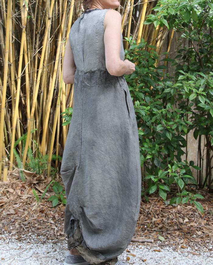 'modern cocoon' distressed silk dress