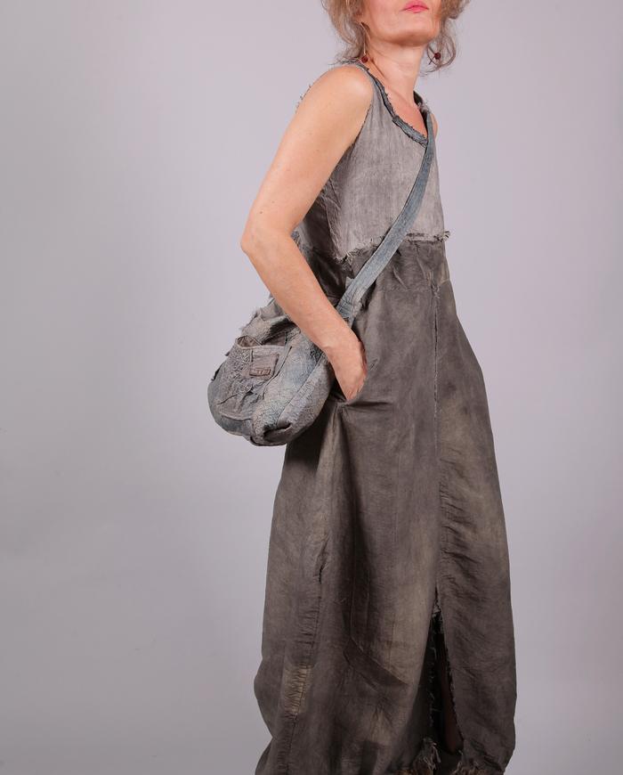 'modern cocoon' distressed silk dress