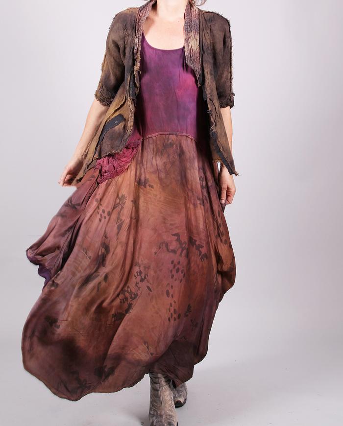 'berries in the garden' asymmetrical full maxi dress