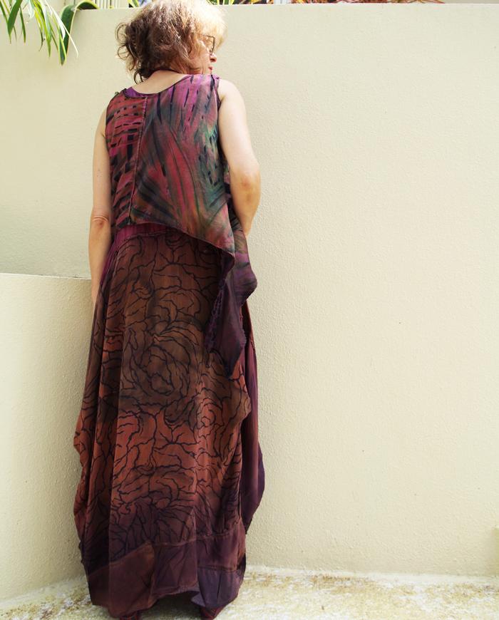 'berries in the garden' asymmetrical full maxi dress