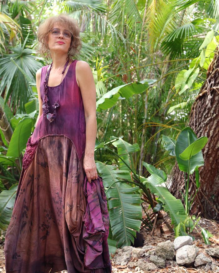 'berries in the garden' asymmetrical full maxi dress