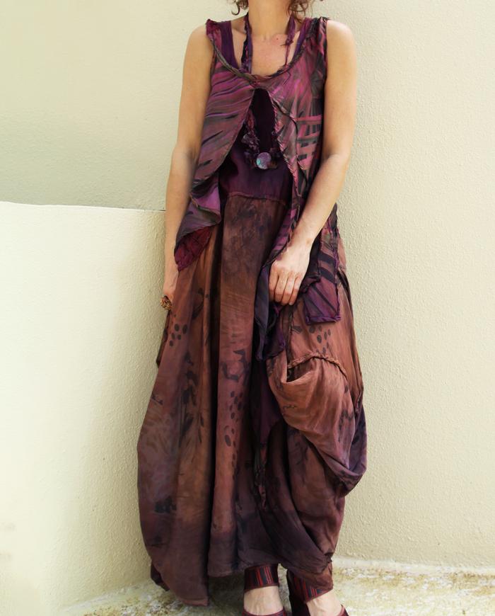 'berries in the garden' asymmetrical full maxi dress