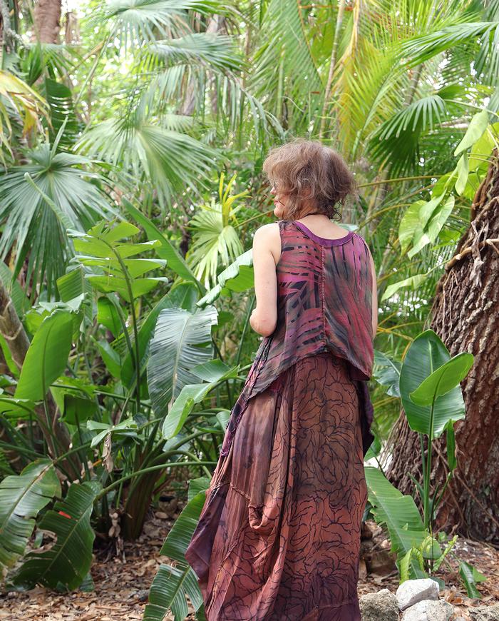 'berries in the garden' asymmetrical twinset maxi dress