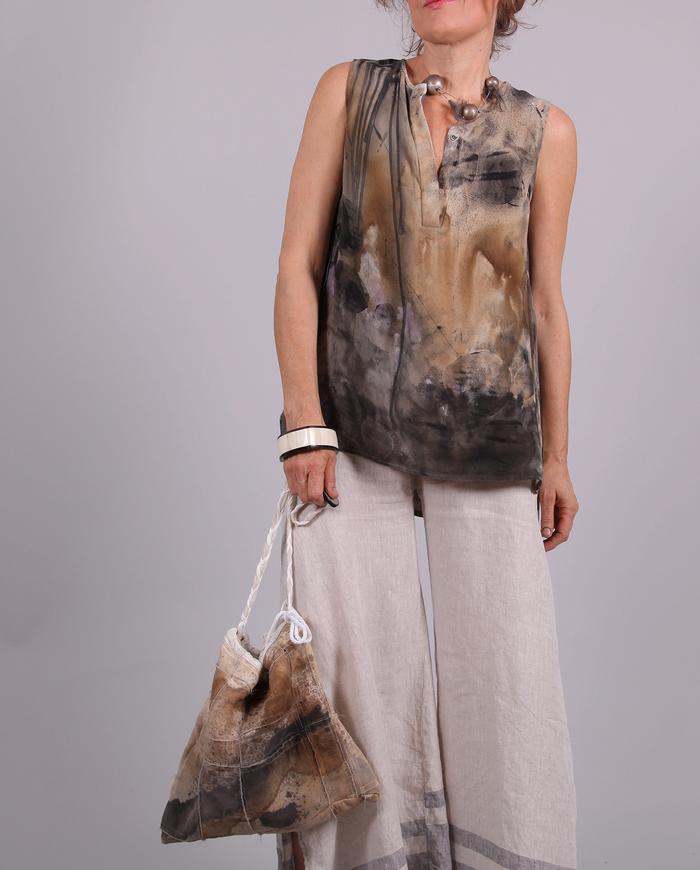 'circles around you' silk crepe sleeveless blouse