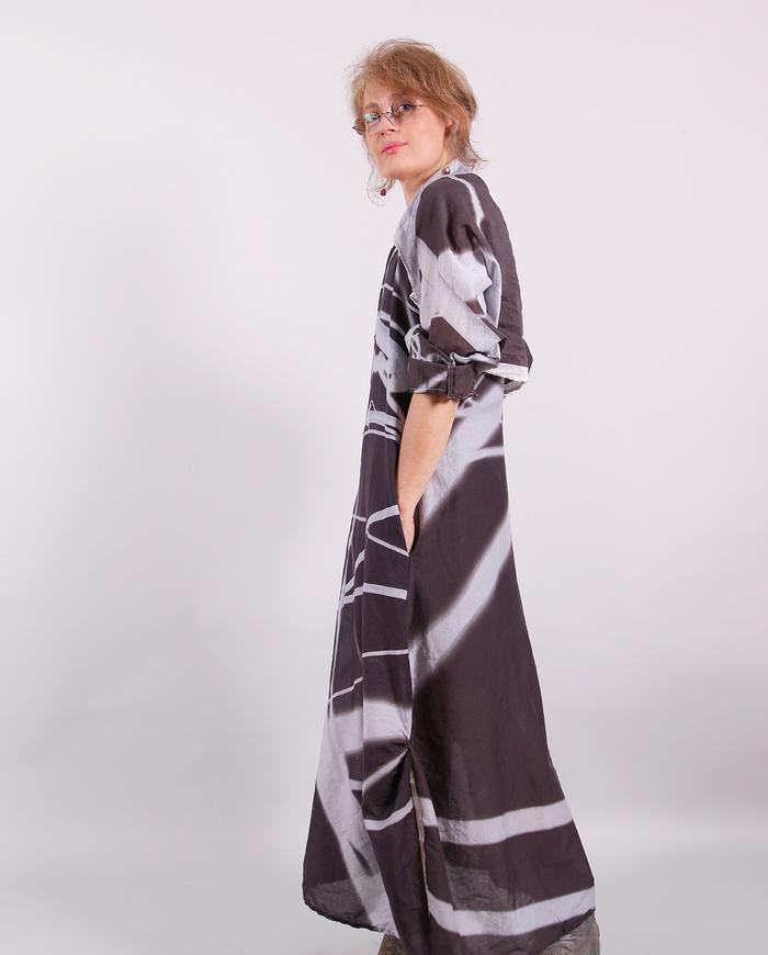 'squiggle with me' batiste chocolate maxi dress with shrug