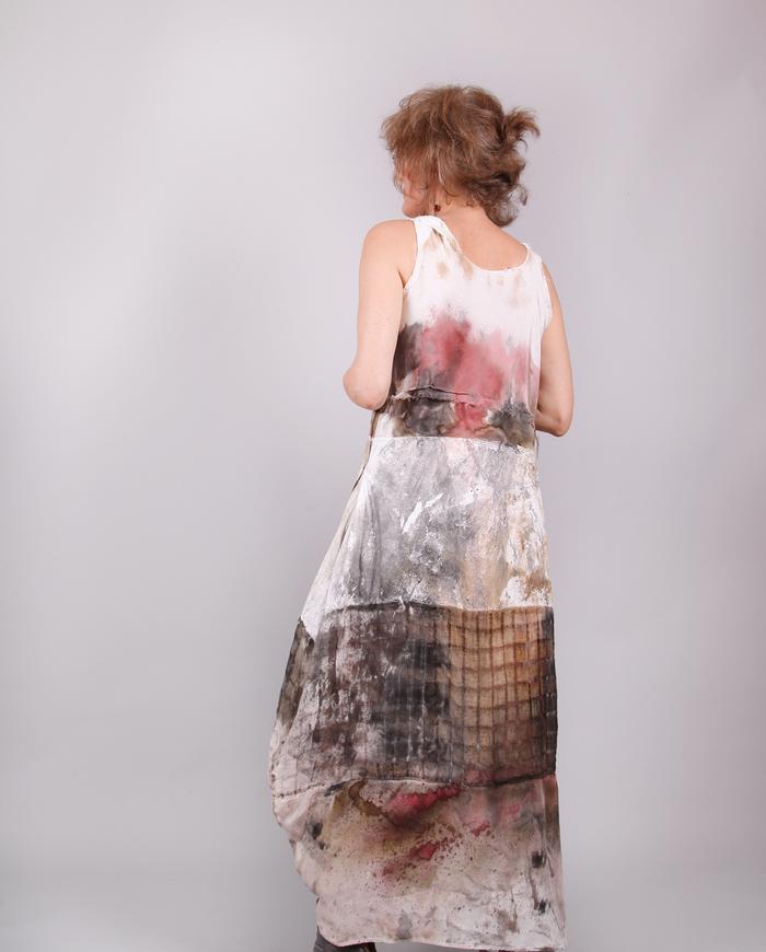 'garden of whimsy' mixed fabrics long dress