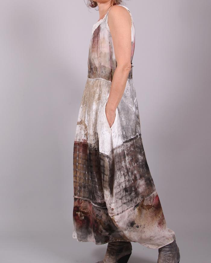 'garden of whimsy' mixed fabrics long dress