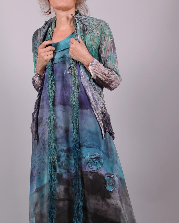 'just keep moving' silk crepe maxi dress