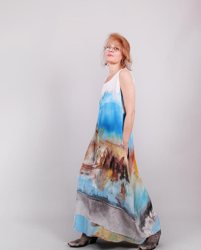 'in an impossible desert' wearable painting silk maxi dress