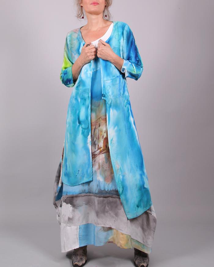 'in an impossible desert' wearable painting silk maxi dress