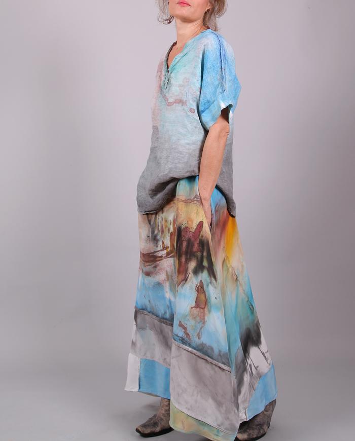 'in an impossible desert' wearable painting silk maxi dress