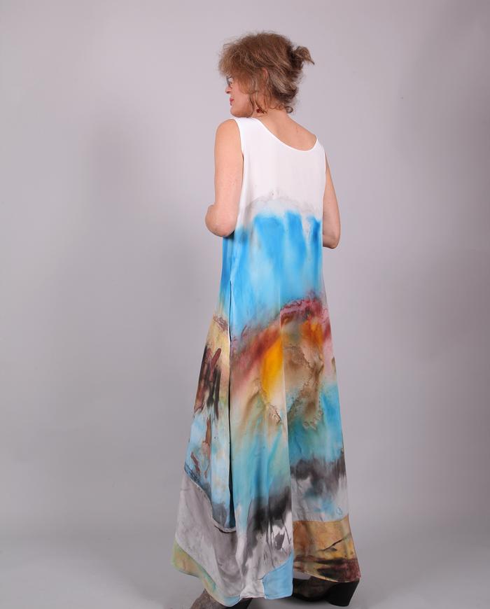 'in an impossible desert' wearable painting silk maxi dress