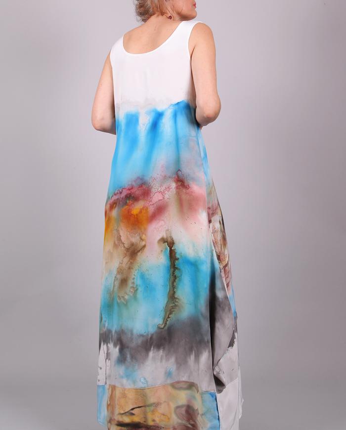 'in an impossible desert' wearable painting silk maxi dress