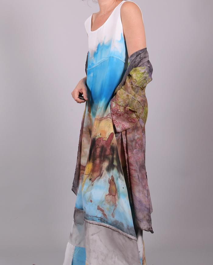 'in an impossible desert' wearable painting silk maxi dress