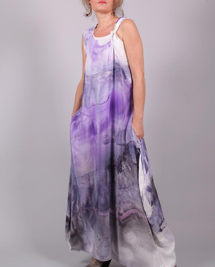 'violet attraction' heavy cool-touch silk maxi dress