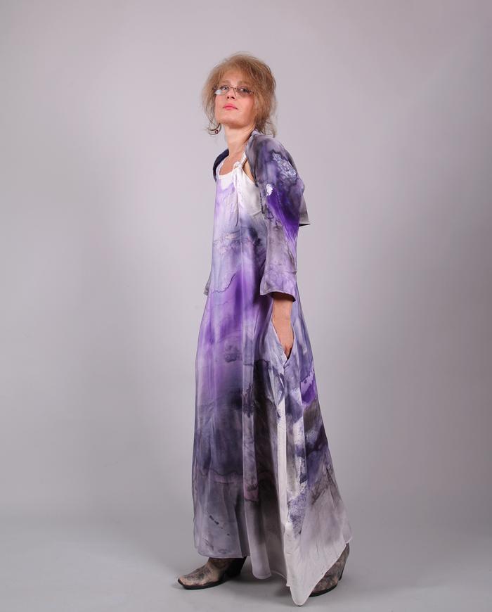 'violet attraction' heavy cool-touch silk maxi dress