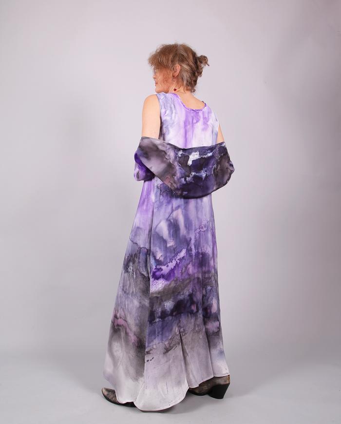 'violet attraction' heavy cool-touch silk maxi dress