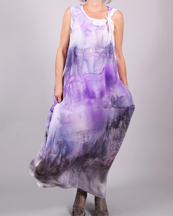 'violet attraction' heavy cool-touch silk maxi dress