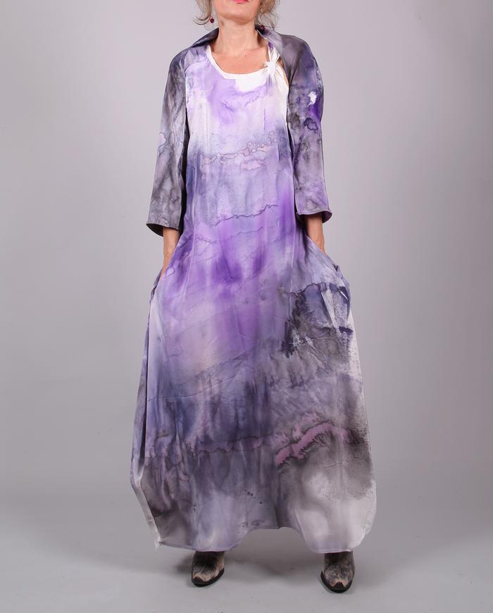 'violet attraction' heavy cool-touch silk maxi dress