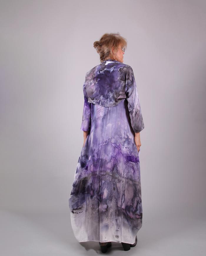 'violet attraction' heavy cool-touch silk maxi dress