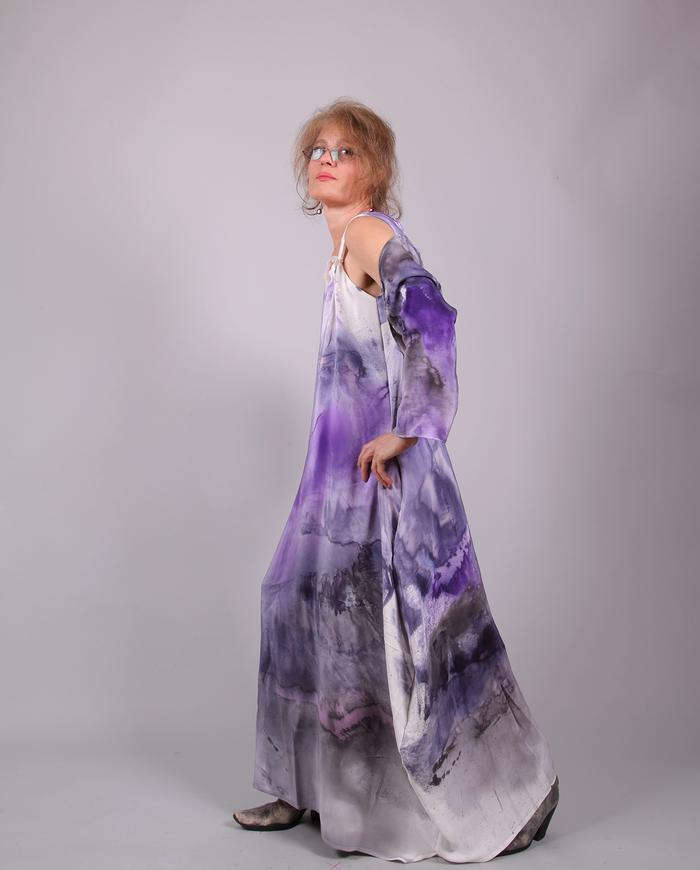 'violet attraction' heavy cool-touch silk maxi dress