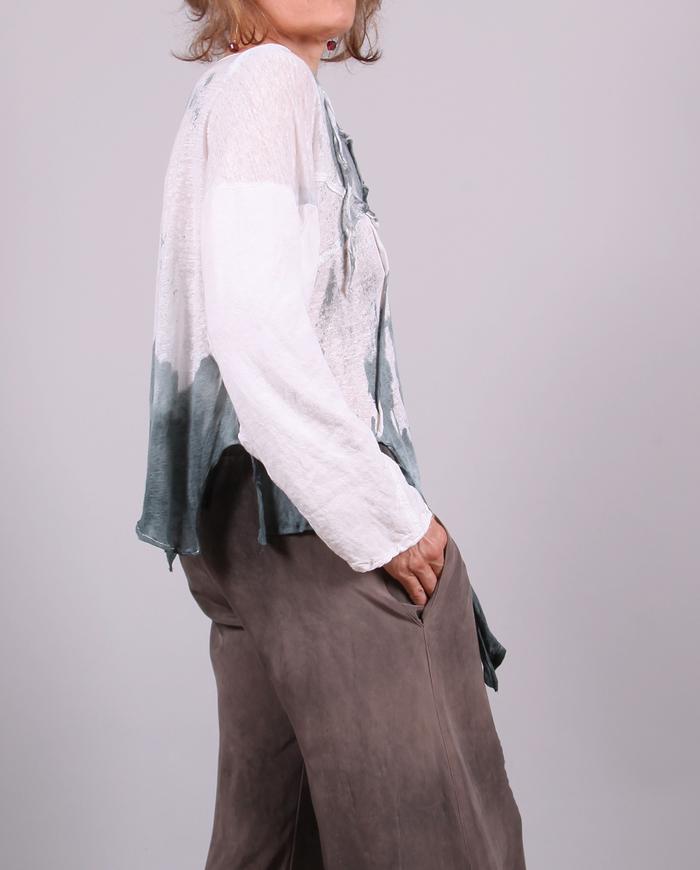 'between sea and sky' knitted flax linen loose top