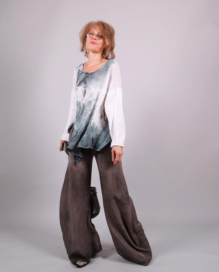 'between sea and sky' knitted flax linen loose top