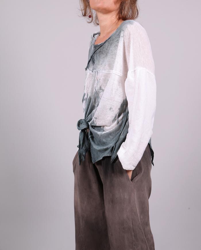 'between sea and sky' knitted flax linen loose top