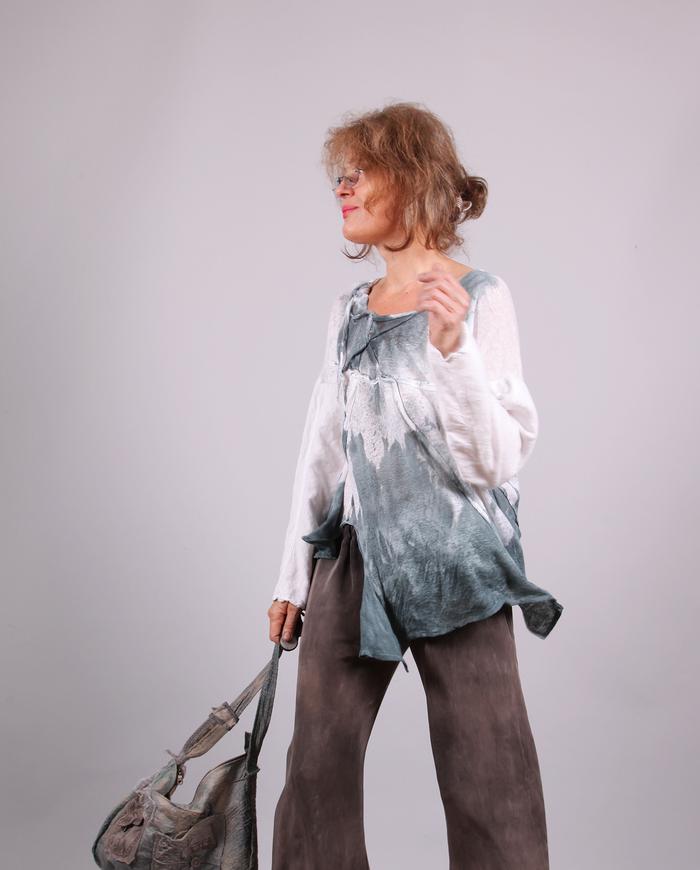 'between sea and sky' knitted flax linen loose top