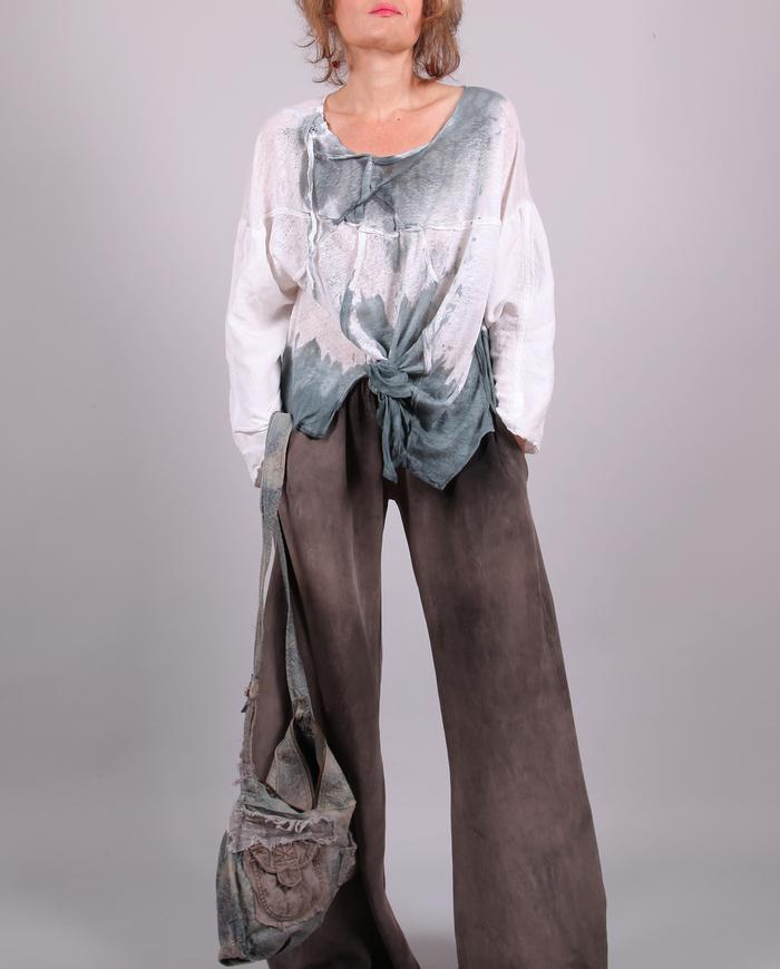 'between sea and sky' knitted flax linen loose top