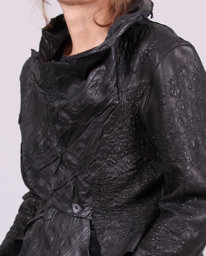 'modern city couture' hand-textured black leather jacket