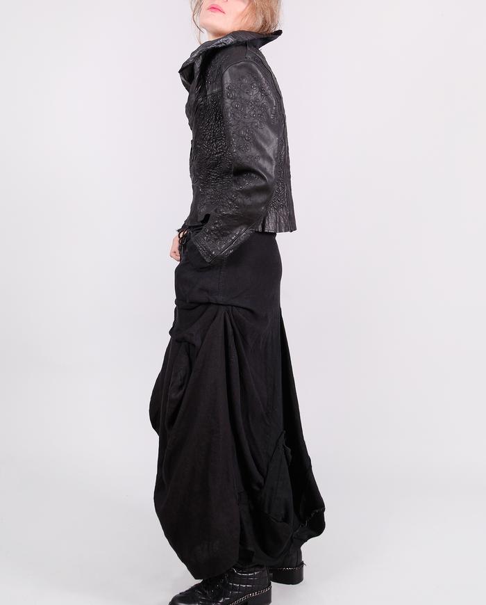 'modern city couture' hand-textured black soft leather jacket