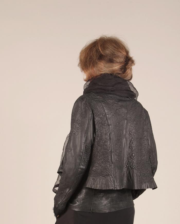 'modern city couture' hand-textured black soft leather jacket