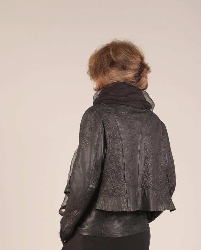 'modern city couture' hand-textured black leather jacket