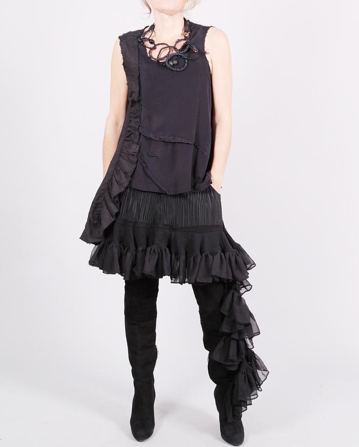 'a million looks' black mini-skirt-to-top