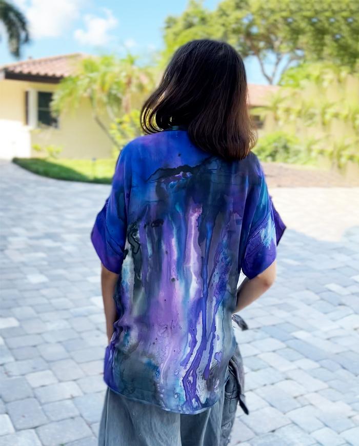 'bubblegum sky' silk crepe summer tunic