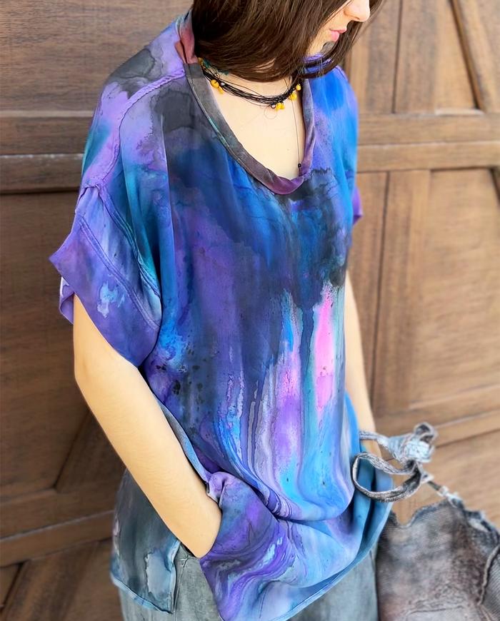 'bubblegum sky' silk crepe summer tunic